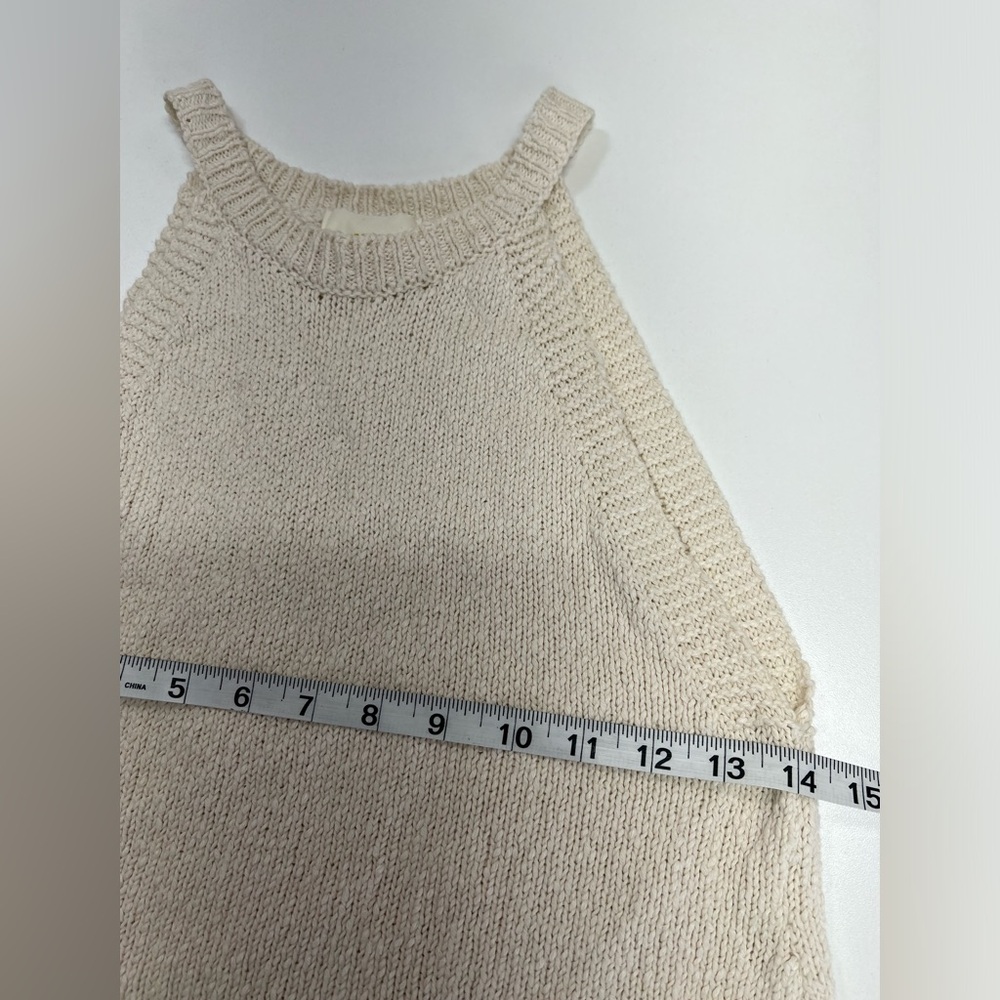 Anthropologie Maeve Cotton Knit Halter Cream Beige Tank Top XS - Picture 7 of 11